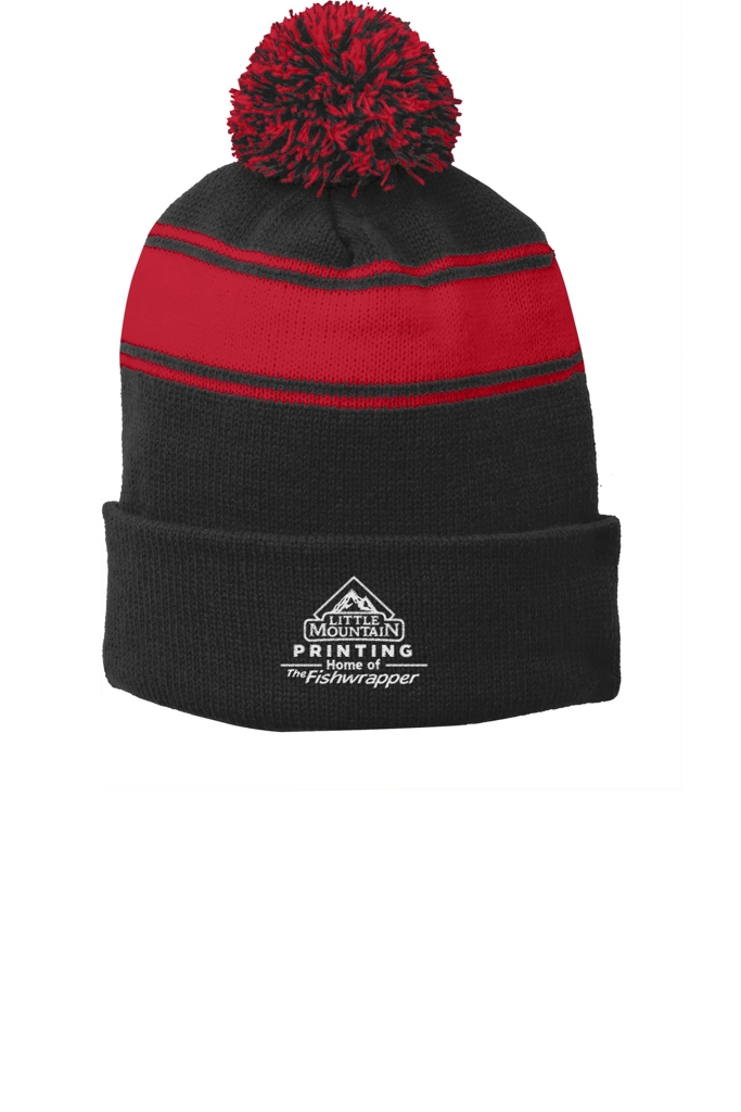 Variant Image for STC28 - Sport-Tek® - Stripe Pom Pom Beanie - Demo - Tone on Tone E - Website Company Apparel Management Demo