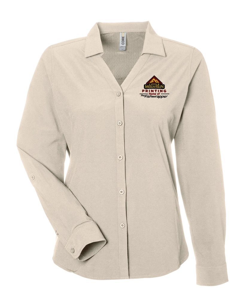Variant Image for CE510LW  - CORE365 Ladies' Ultra UVP® Long-Sleeve Marina Shirt - Demo - 3 Color - Dark E - Website Company Apparel Management Demo