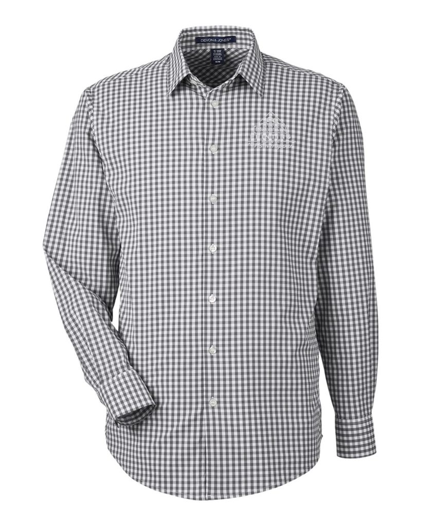 Variant Image for DG536 - Devon & Jones Men's CrownLux Performance® Gingham Dress Shirt - Demo - 1 Color - White E - Website Company Apparel Management Demo