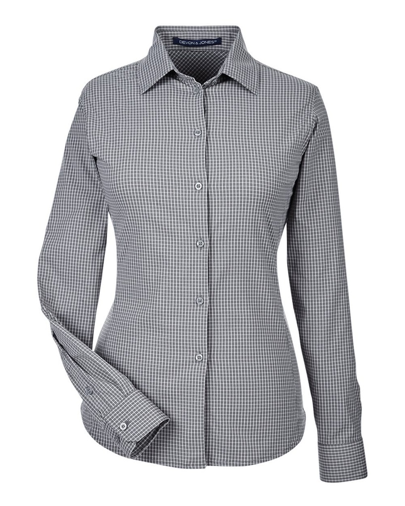 DG535W - Devon & Jones - Women's CrownLux Performance® Tonal Mini Check Woven Dress Shirt